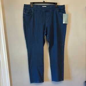 Coldwater Creek Knit Denim Mid Rise Slim-Leg Ankle Jeans, Medium Wash, Size 20W